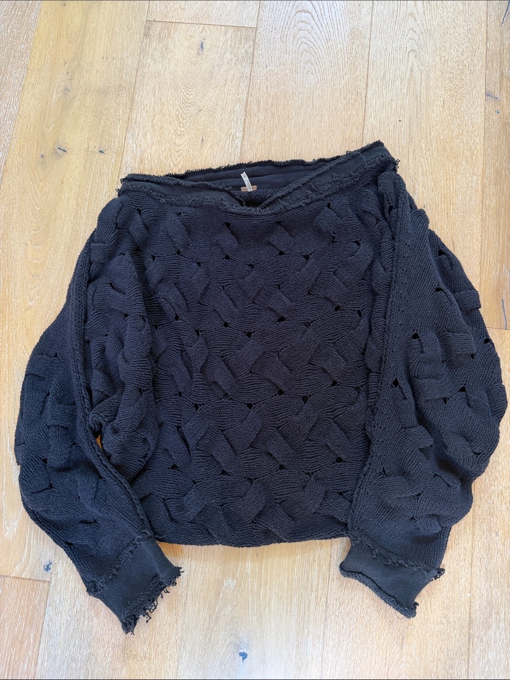 Free People Black Textured Knit Women's Sweater